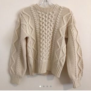 Frank and Oak cream cable knit sweater